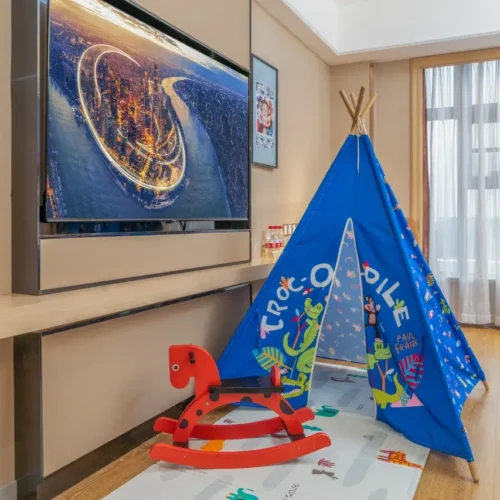 Family Friendly Themed Family Room (65 Inch Projection Screen TV+smart Bathroom+small Refrigerator)